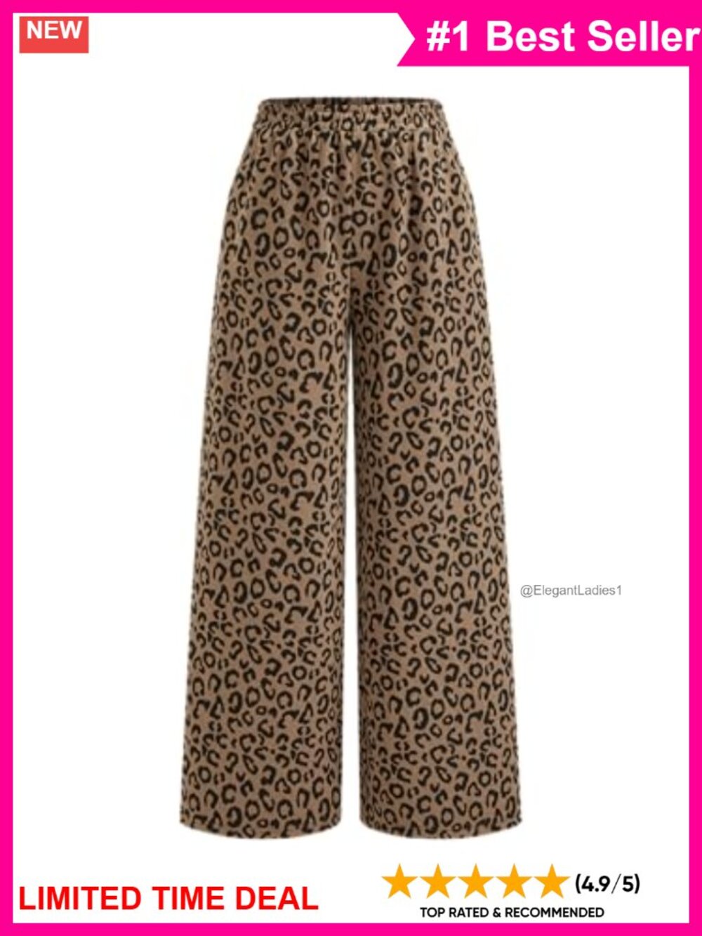 CIDER Women's Leopard Print Wide Leg Lounge Pants Sweatpants